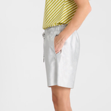Le Temps Des Cerises Silver Nylu Shorts with Elastic Waistband