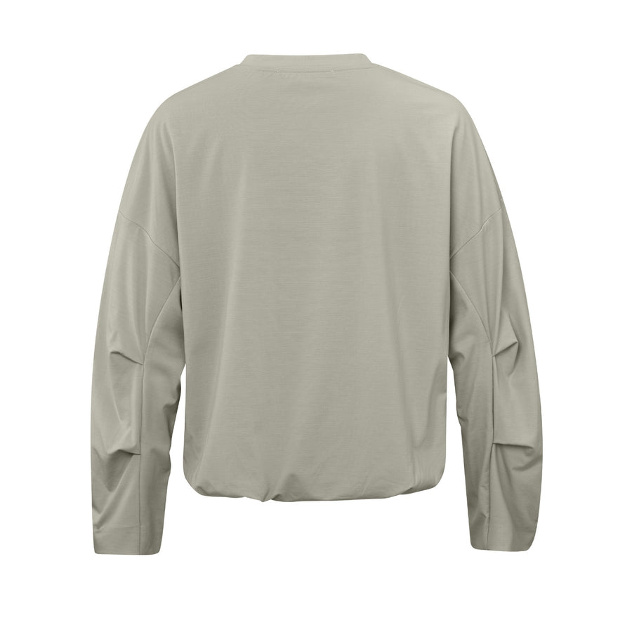 YAYA Agate Grey Pleated Top with Button Detail