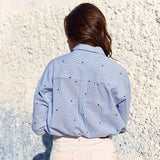 La Petite Etoile Coraline Ecru & Bleu Straight Shirt