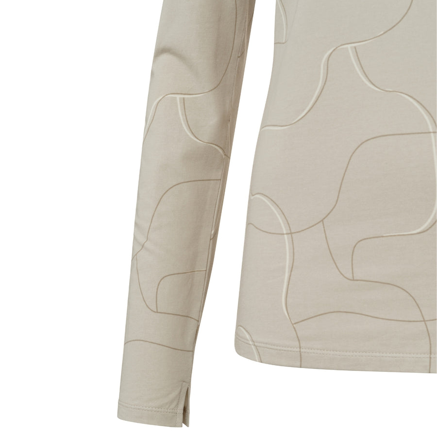 YAYA Printed Jersey Top in Silver Lining Beige