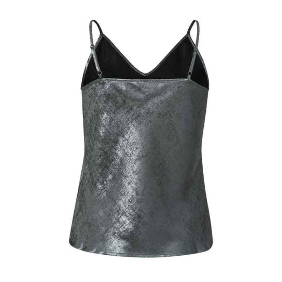 Yaya Dark Metal Grey Metallic Drape Singlet