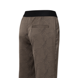 Yaya Printed Woven Wide Leg Trousers with Elastic Waist in Caribou Brown