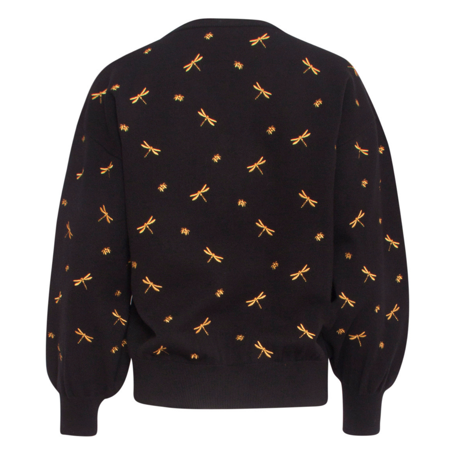 Smashed Lemon Black & Gold Dragonfly Print Sweater