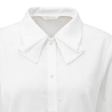 YAYA Pure White Blouse with Bow Collar
