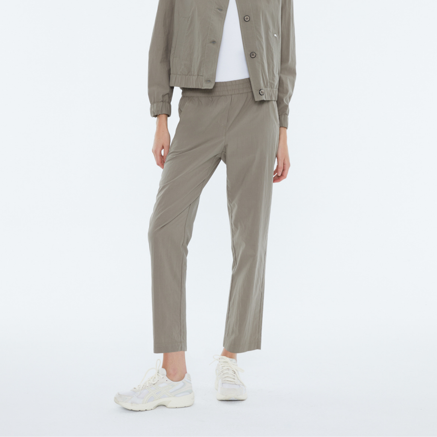 Andam Khaki Comfy Fit Pants with Elastic Waistband