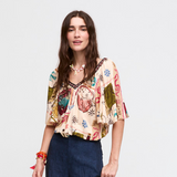 Aldo Martins Faye V-Neck Flowing Printed Top