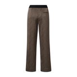Yaya Printed Woven Wide Leg Trousers with Elastic Waist in Caribou Brown