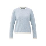 YAYA Secret Spaces Grey Melange Sweater With Double Layer Look & Contrast Trims