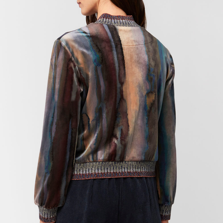 Aldo Martins Multi Azul Abril Button-Up Bomber Top