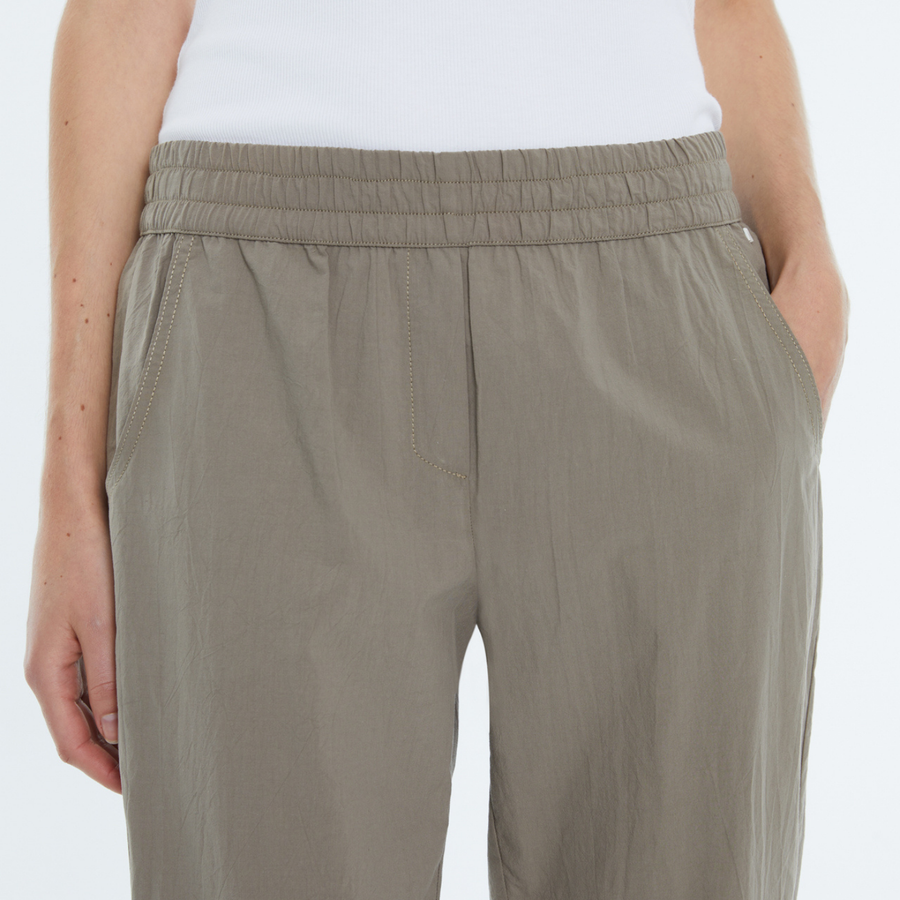 Andam Khaki Comfy Fit Pants with Elastic Waistband