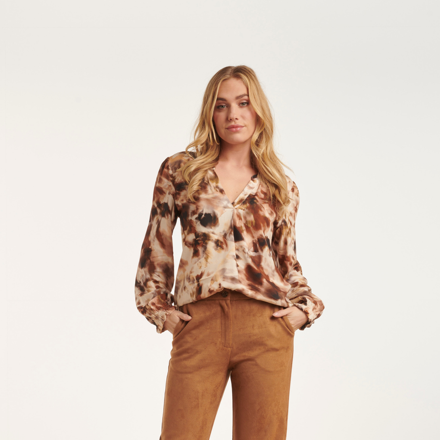 Smashed Lemon Sand Brown Dye Print Blouse