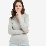 YAYA Vapor Blue Grey Melange Round Neck Long Sleeve T-Shirt