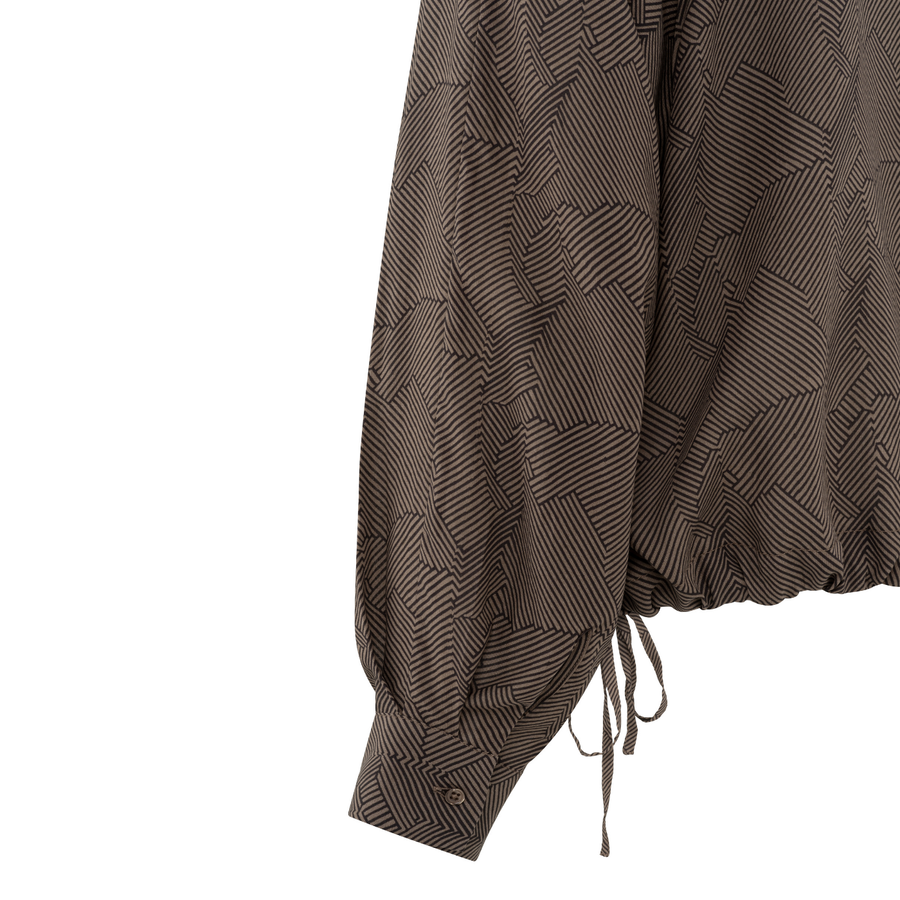 Yaya Caribou Brown Printed Raglan Top with Drawcord