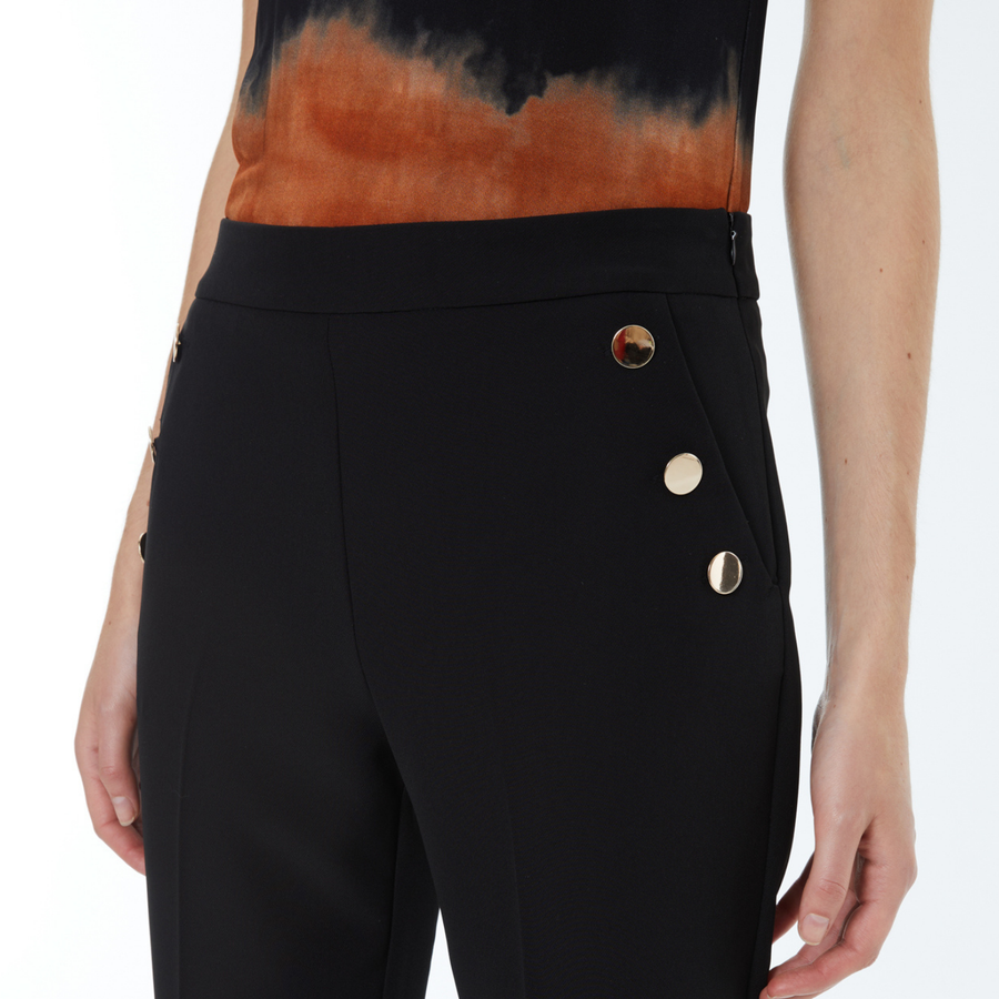 Andam Black Trousers with Metallic Button Detail