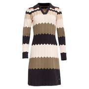 Smashed Lemon Block Striped Sand Multicolour Collared Knit Dress