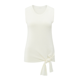 Yaya Off White Sleeveless Sweater with a Knot