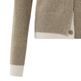 YAYA Sand Beige Melange Cardigan With Contrast Details
