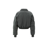 YAYA Oyster Black Nylon Padded Jacket With Rib Detail