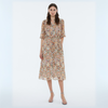 Andam Khaki Geometric Patterned Dress