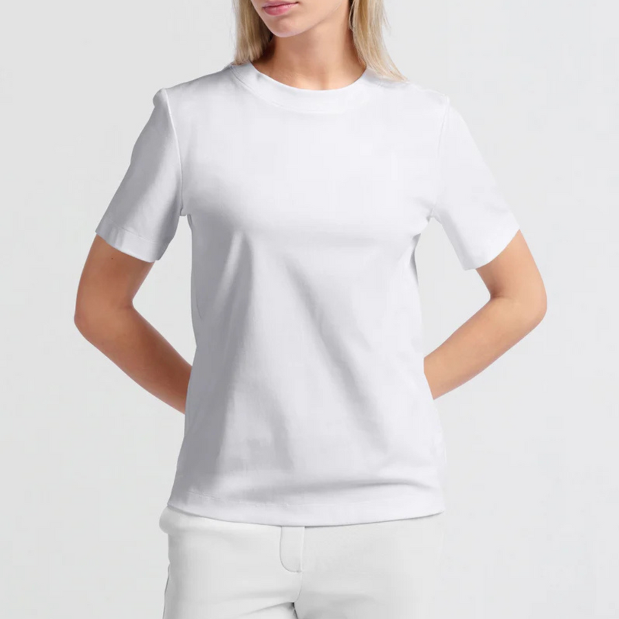 YAYA Pure White Round Neck T-Shirt