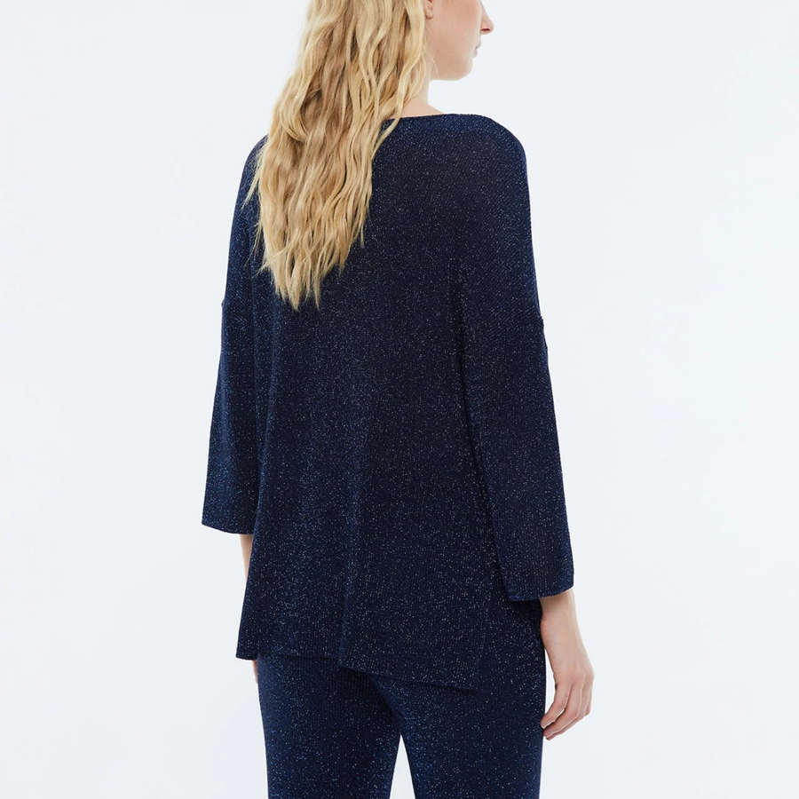 Andam Navy Blue Slouchy Shimmer Jersey