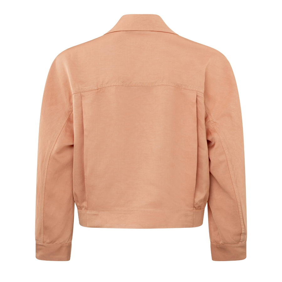 YAYA Dusty Coral Orange Cropped Jacket with Flap Pockets