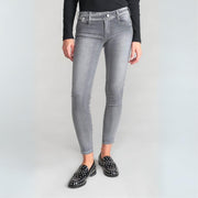 Le Temps Des Cerises Jarry Slim Grey Jeans with Extended Waistline