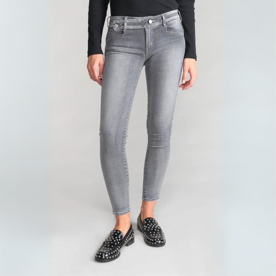 Le Temps Des Cerises Jarry Slim Grey Jeans with Extended Waistline