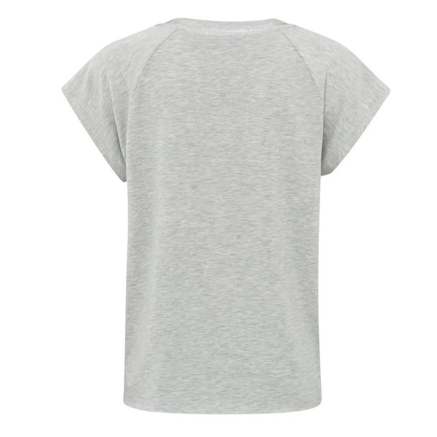 YAYA Medium Grey Short Sleeve Jersey Top with Metallic Detail