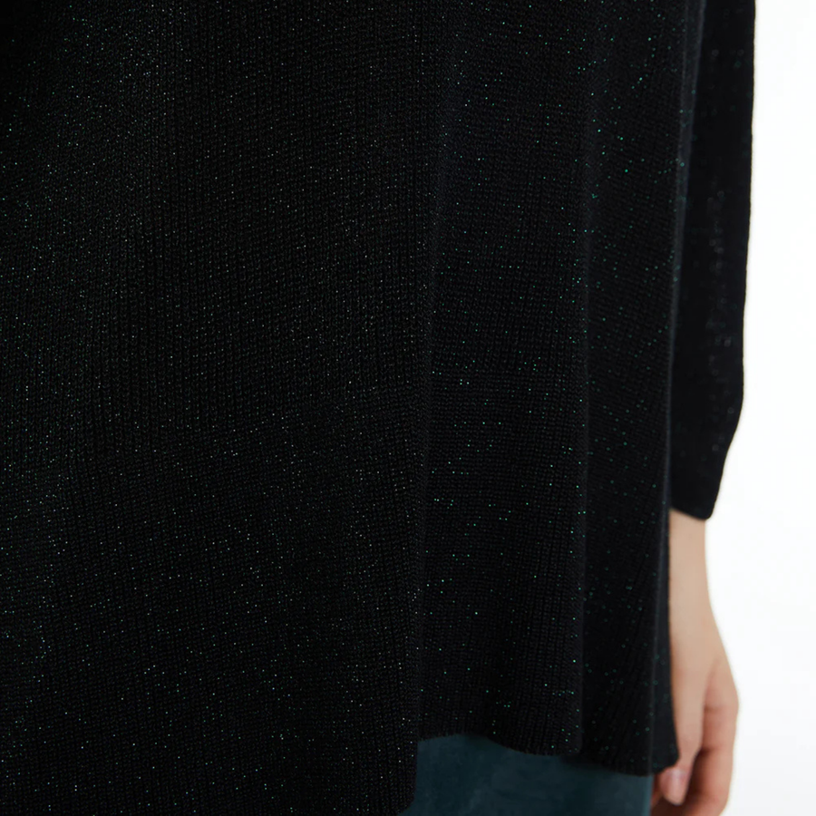 Andam Shimmery Black Slouch Jersey Top