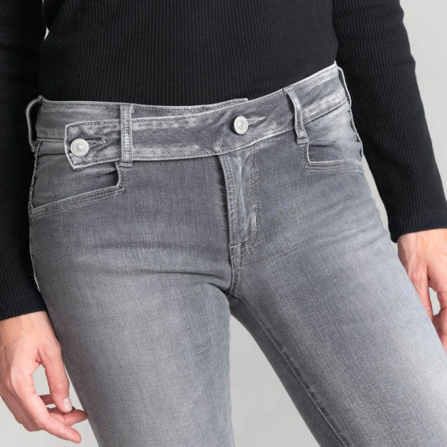 Le Temps Des Cerises Jarry Slim Grey Jeans with Extended Waistline