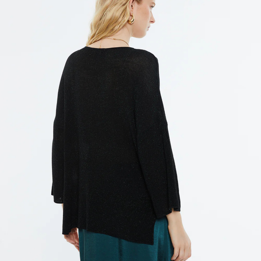 Andam Shimmery Black Slouch Jersey Top