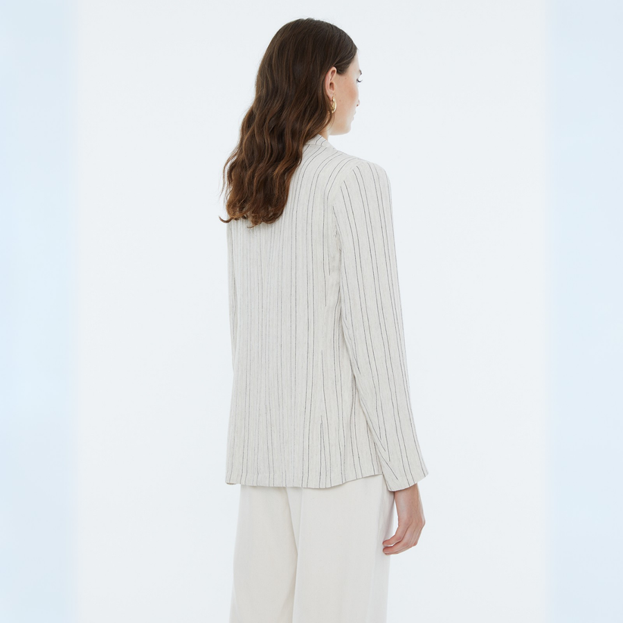 Andam Ecru Striped Blazer
