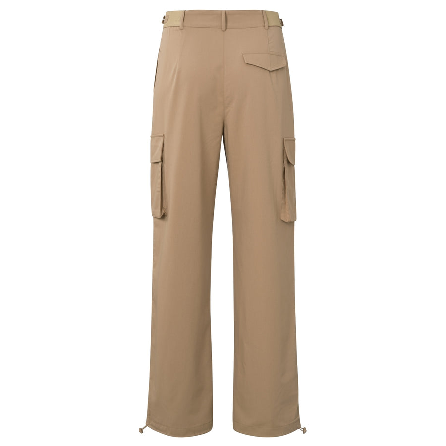 YAYA Tannin Brown Wide Leg Cargo Trousers with Buckles