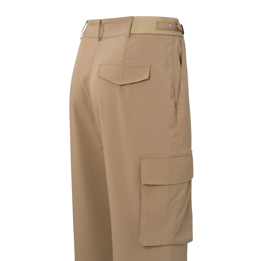 YAYA Tannin Brown Wide Leg Cargo Trousers with Buckles