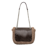 Yaya Chocolate Brown Crossbody Bag with Fur