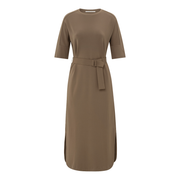 Yaya Caribou Brown Belted Jersey Dress