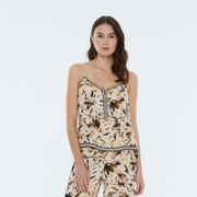 Andam Beige Printed Strap Top with Button Detail - 22
