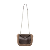 Yaya Chocolate Brown Crossbody Bag with Fur