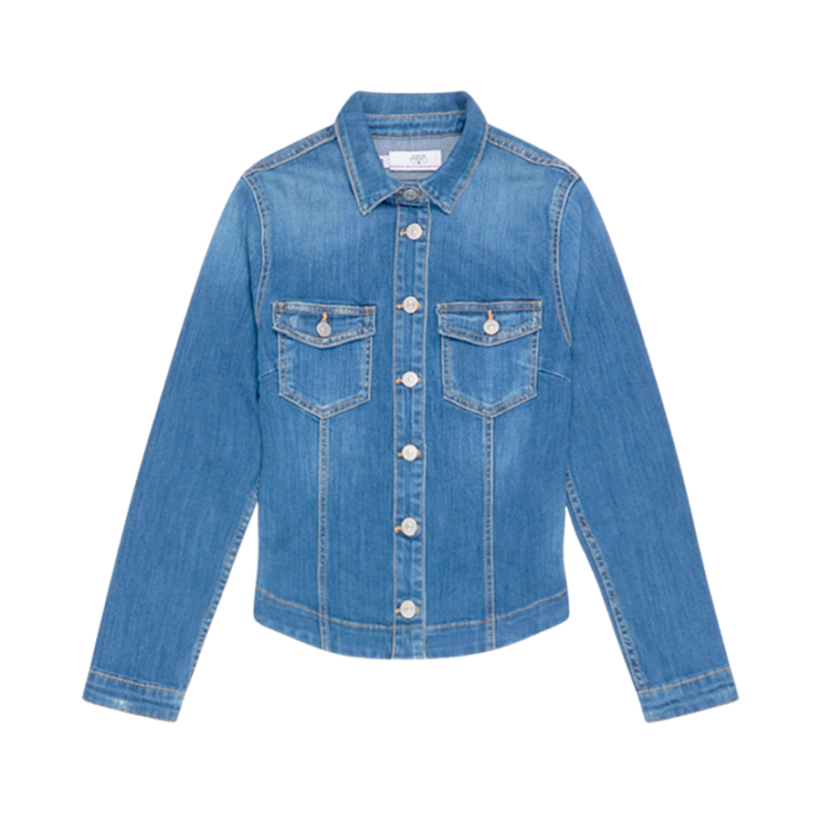 Le Temps Des Cerises Blue Lilly Denim Cropped Jacket