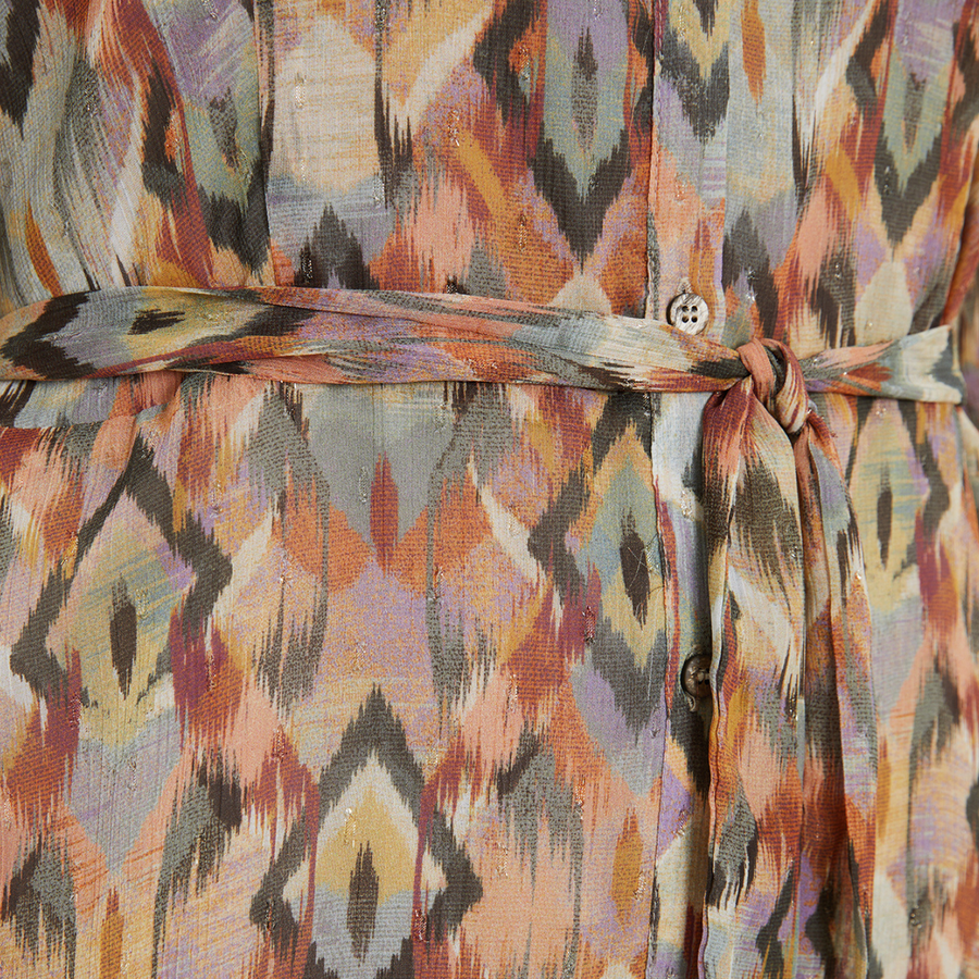Andam Khaki Geometric Patterned Dress