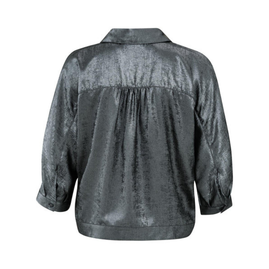 Yaya Metallic Dark Metal Grey Batwing Blouse