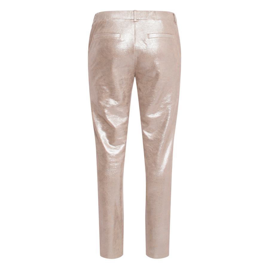 Smashed Lemon Metallic Silver Cigarette Trousers