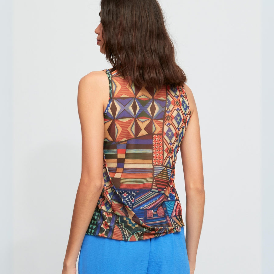 Aldo Martins Sleeveless Rabat Top in Azul