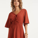 Smashed Lemon Brique Airy Linen Dress
