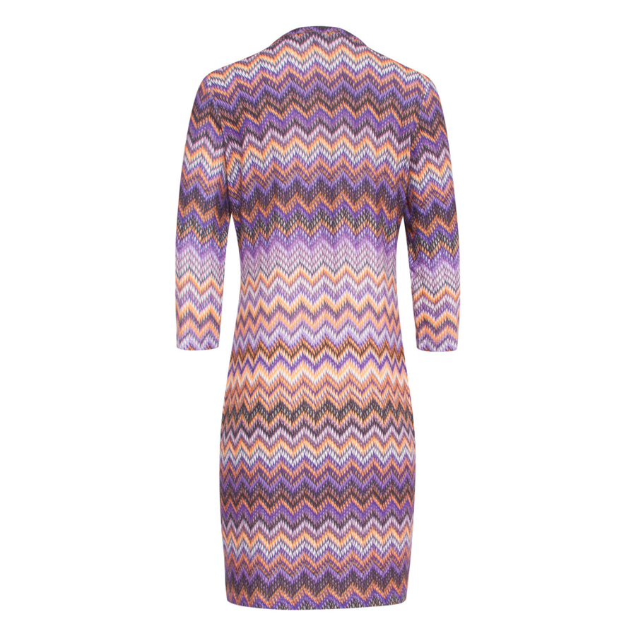 Smashed Lemon Purple Multicolour Abstract Striped 3/4 Sleeve Dress