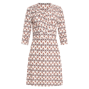 Smashed Lemon Sand-Brown Geo Patterned 3/4 Sleeve Dress