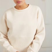 YAYA Off-White Sweatshirt with Knitted Panel