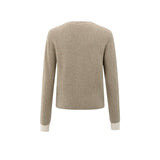 YAYA Sand Beige Melange Cardigan With Contrast Details