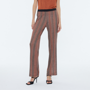 Andam Flared Printed Camel Pants with Elastic Waistband